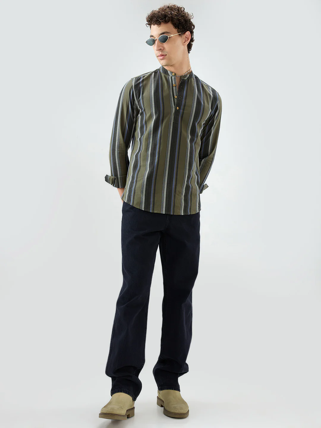Refined Olive Multi Striped Kurta - Image 8
