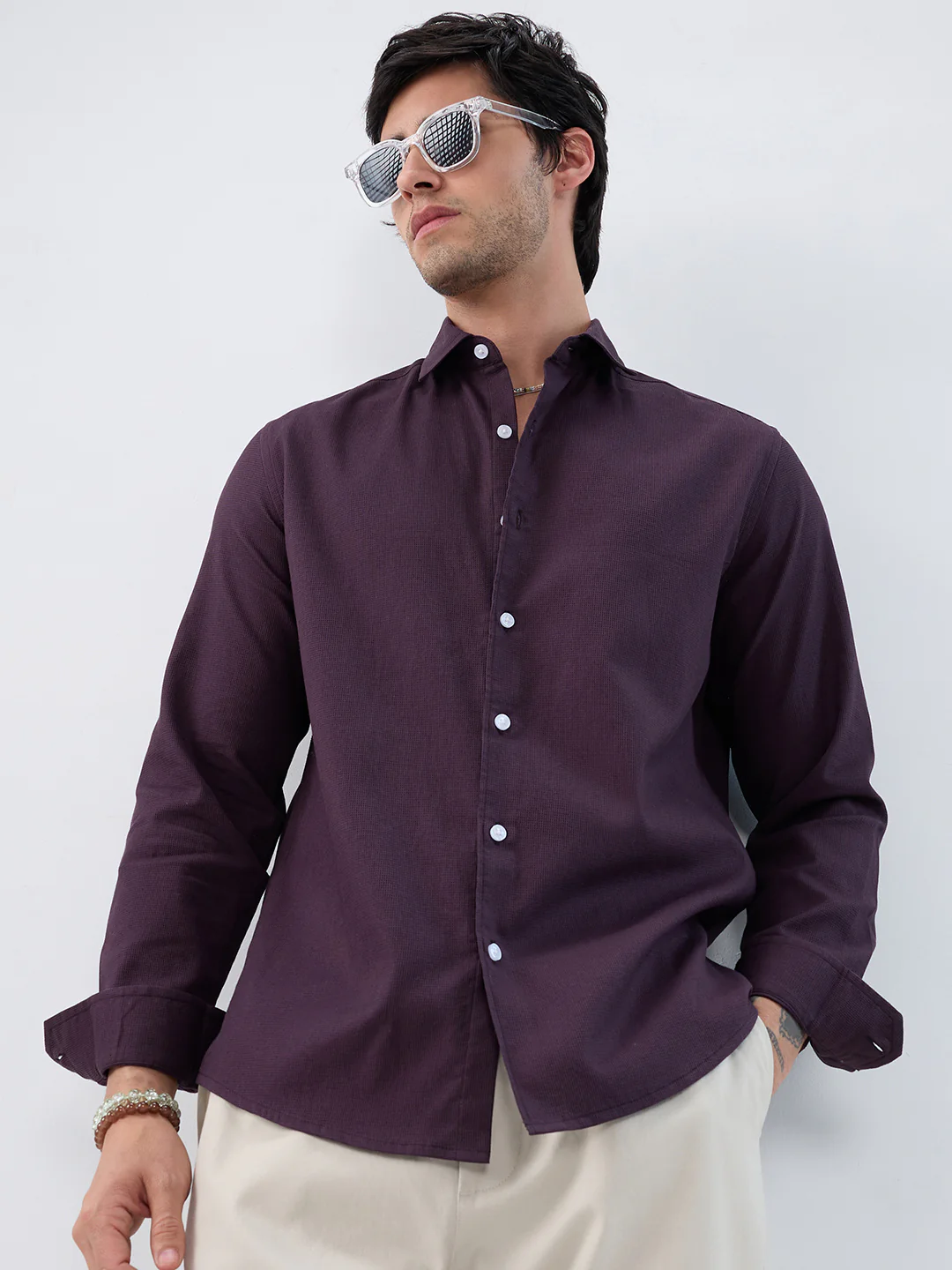 Refined Resin Purple Textured Shirt - Image 2