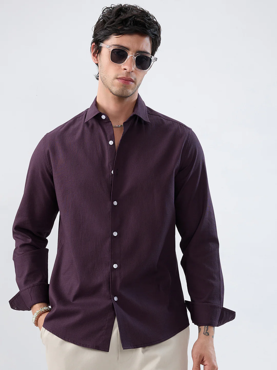 Refined Resin Purple Textured Shirt - Image 4