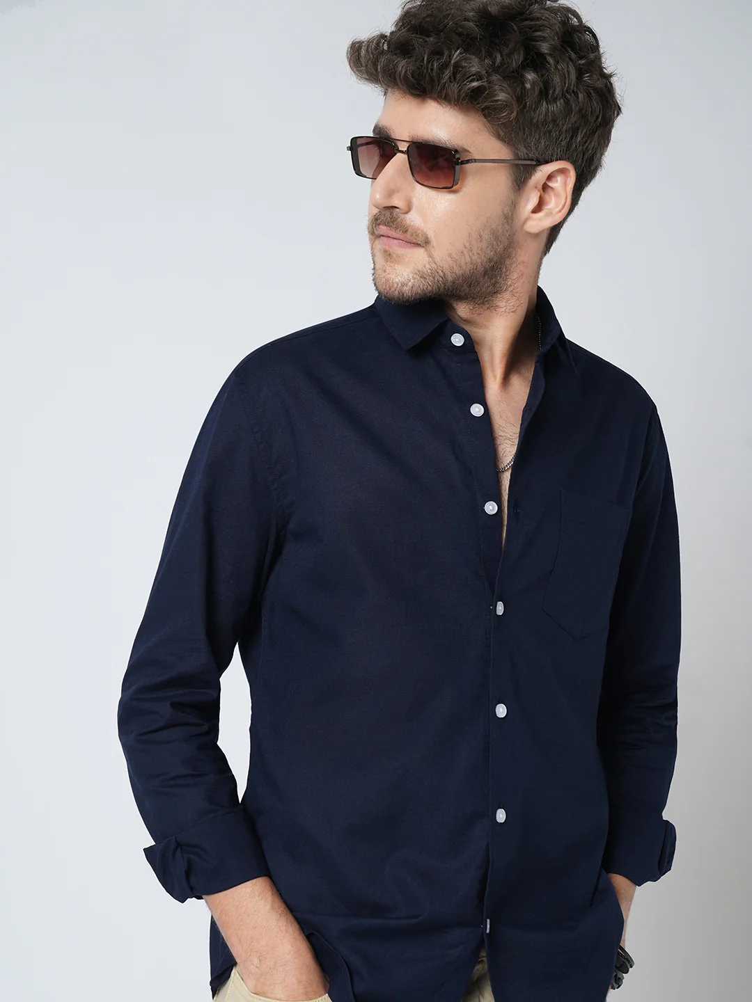Regal Navy Slub Shirt - Image 2