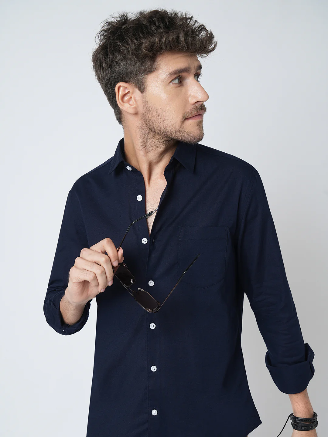 Regal Navy Slub Shirt - Image 3