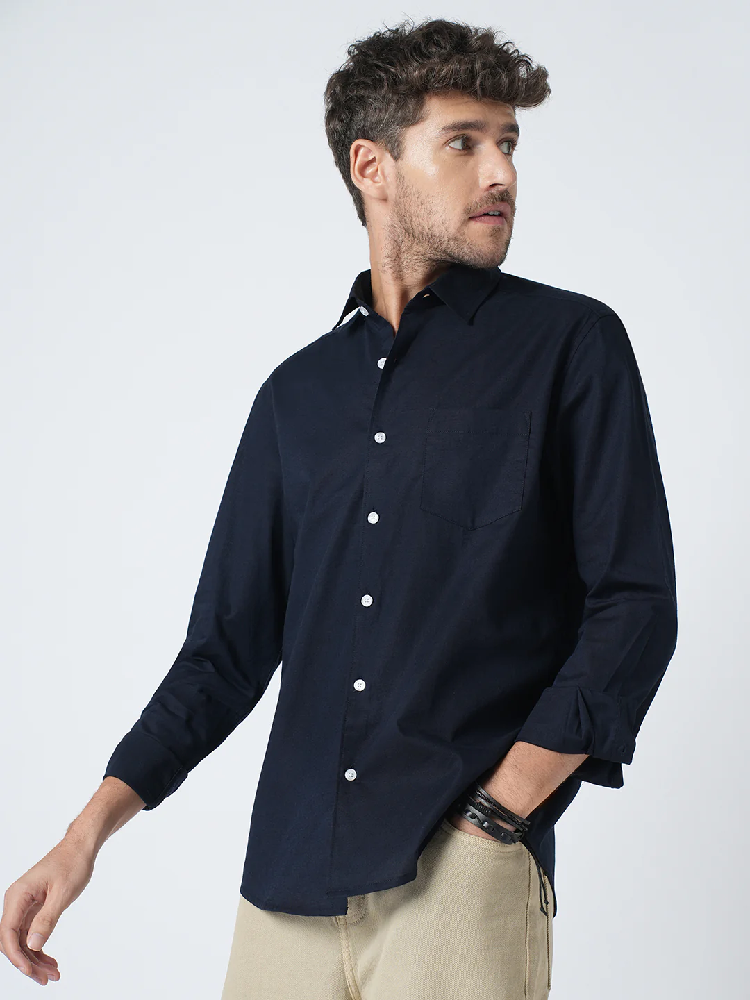 Regal Navy Slub Shirt - Image 6