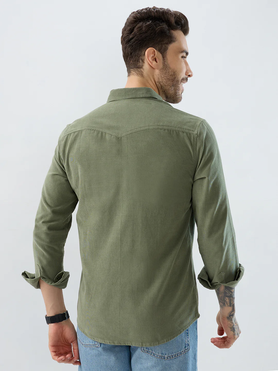 Regal Olive Double Pocket Corduroy Overshirt - Image 7