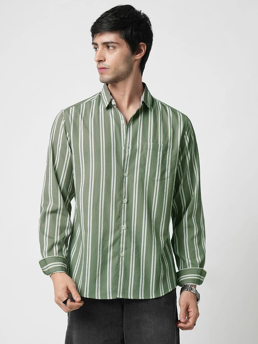 Reseda Green Striped Shirt - Image 4