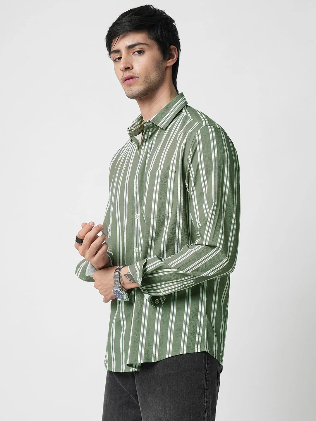 Reseda Green Striped Shirt - Image 5