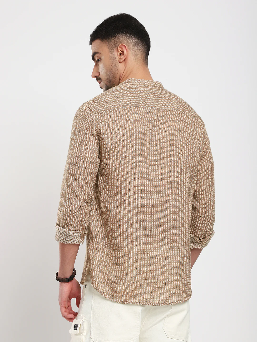 Retro Brown Mini Square Woven Kurta - Image 7