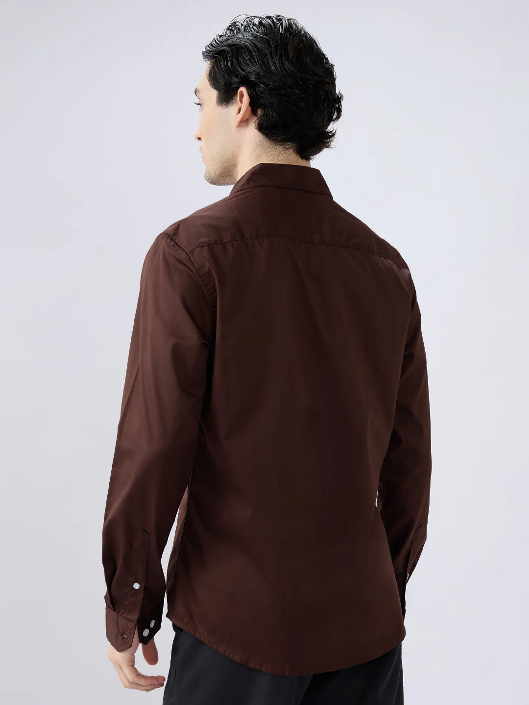Rich Chocolate Brown Satin Shirt - Image 6