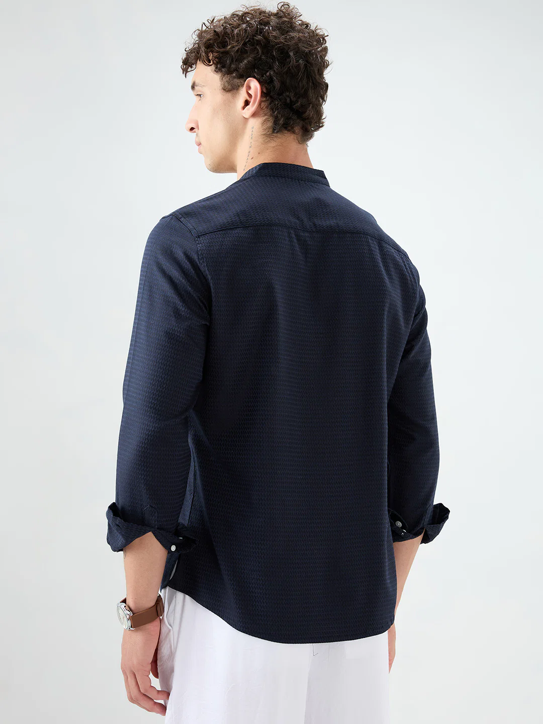 Ritzy Navy Zig-Zag Textured Kurta - Image 7