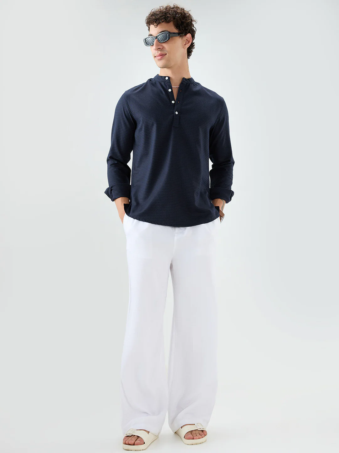 Ritzy Navy Zig-Zag Textured Kurta - Image 8