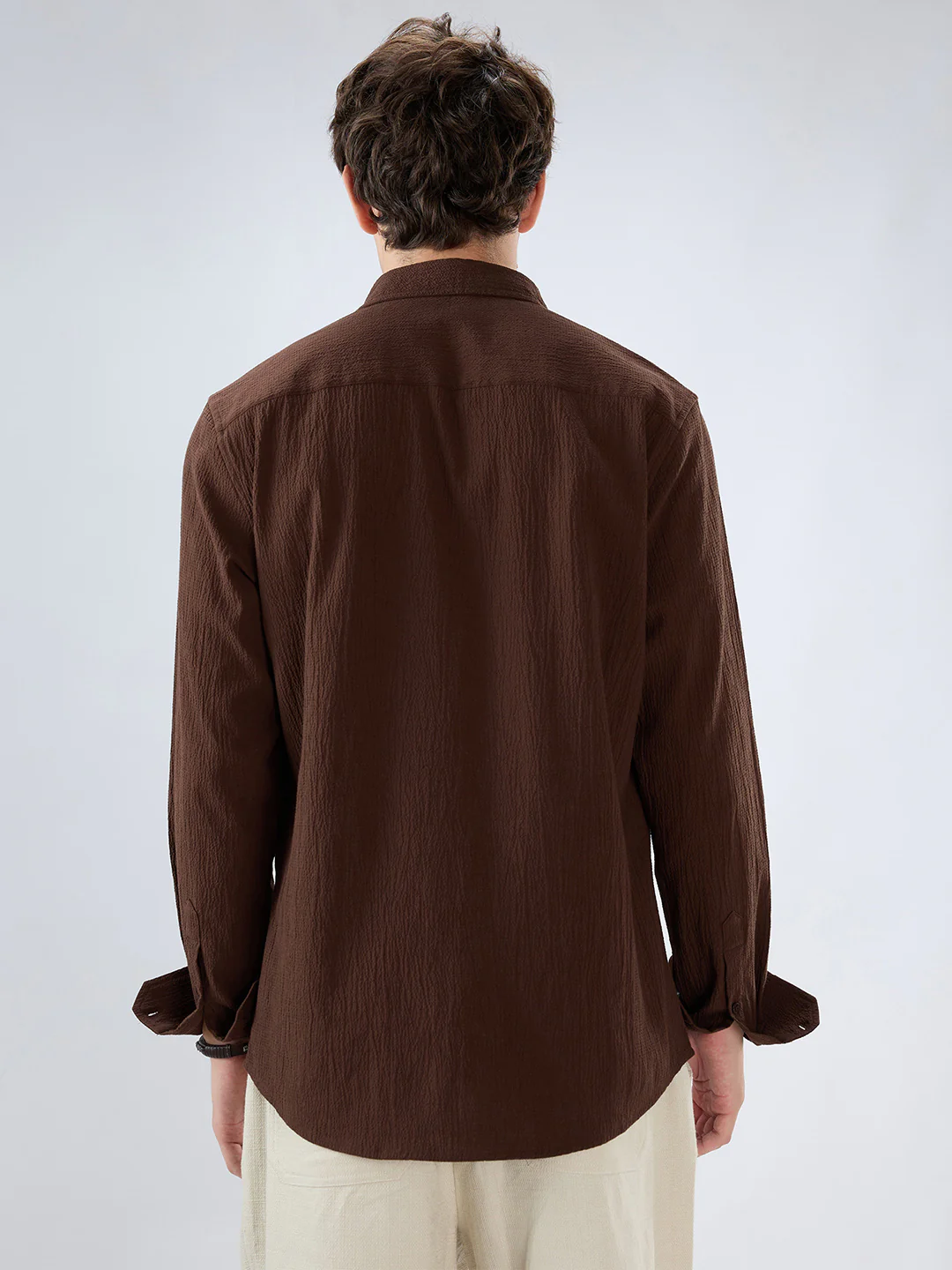 Roasted Coffee Brown Textured Shirt - Image 8