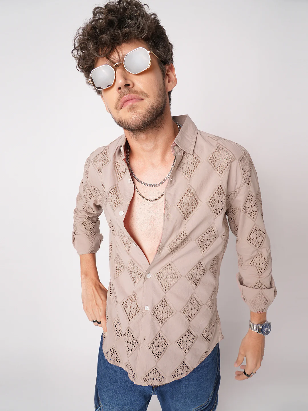 Rose Dust Artisan Stitch Schiffli Shirt - Image 4