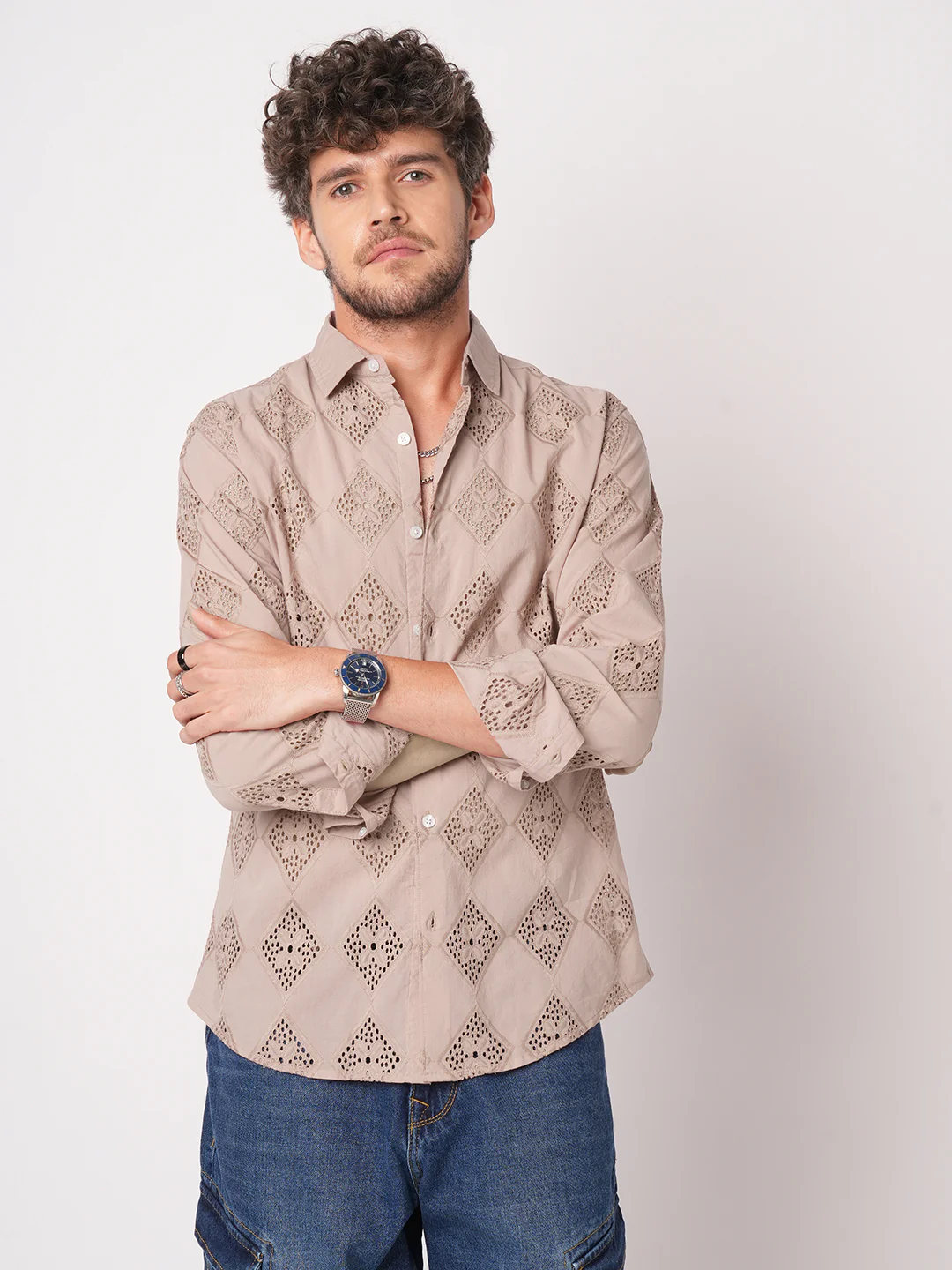 Rose Dust Artisan Stitch Schiffli Shirt - Image 5