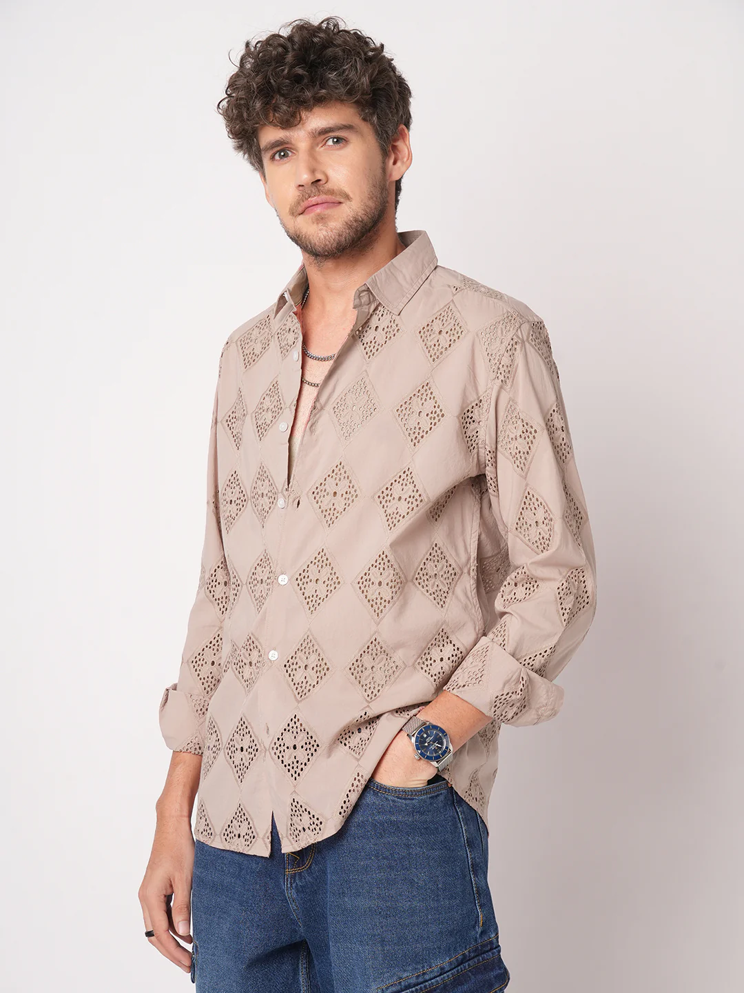 Rose Dust Artisan Stitch Schiffli Shirt - Image 6