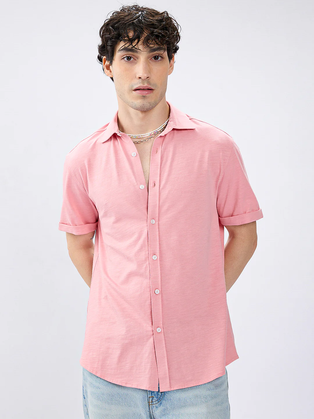 Rose Pink Blush Tone Knitted Shirt - Image 5