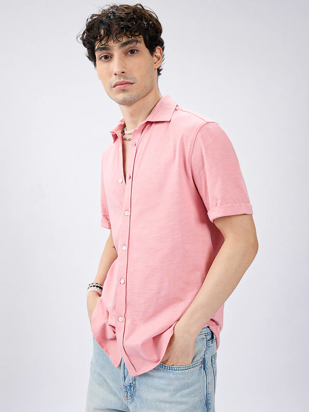 Rose Pink Blush Tone Knitted Shirt - Image 6
