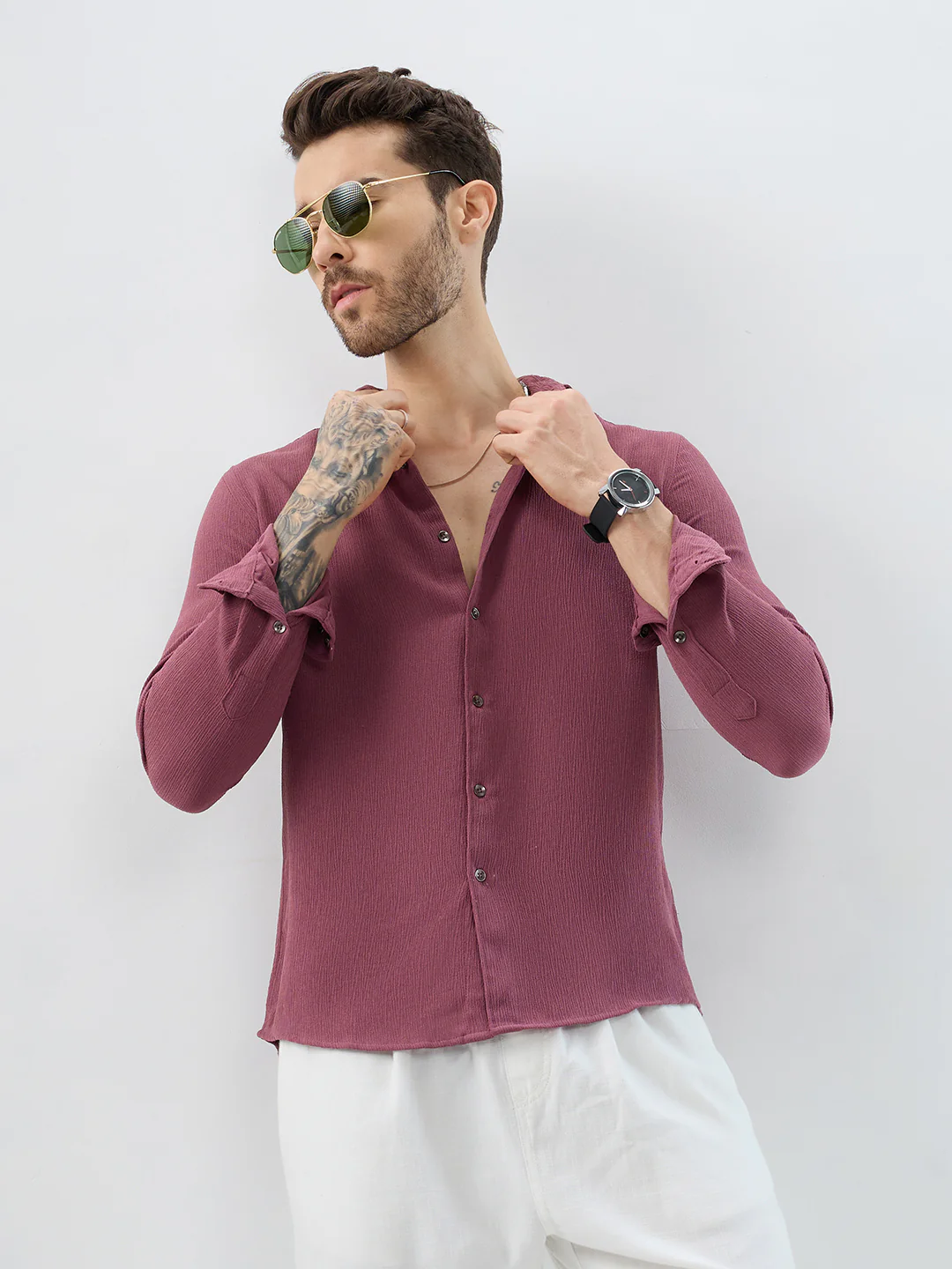 Rosewood Breeze Crepe Casual Shirt - Image 4