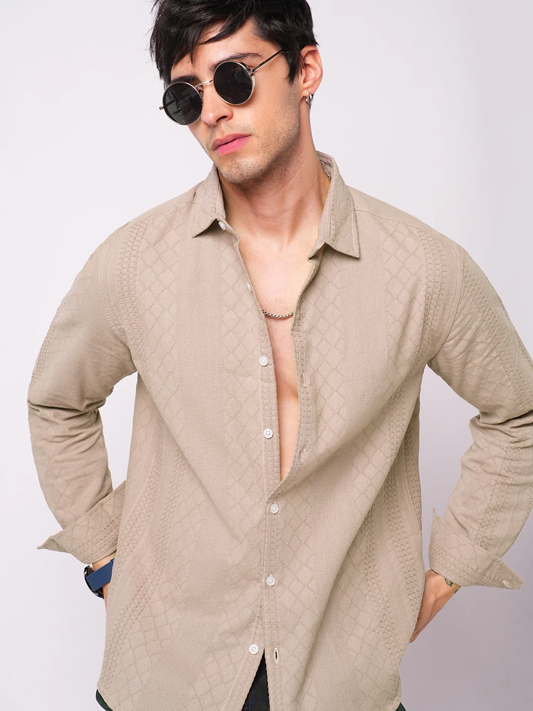 Rosy Brown Embroidered Shirt - Image 4