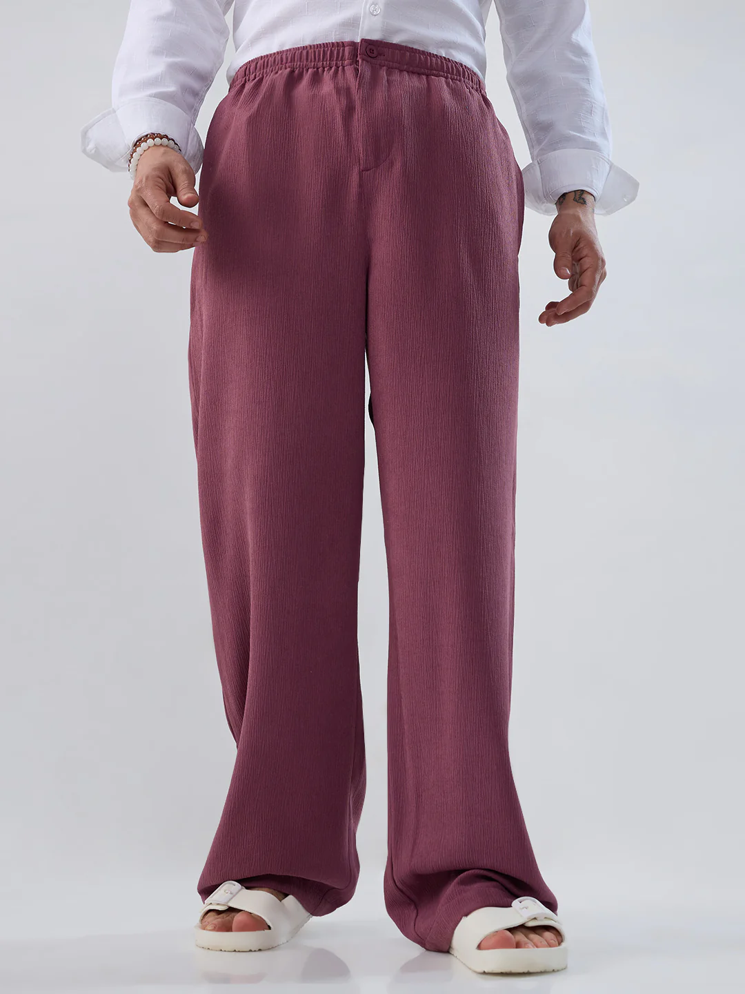 Rouge Pink Wide-Leg Crepe Trousers - Image 4