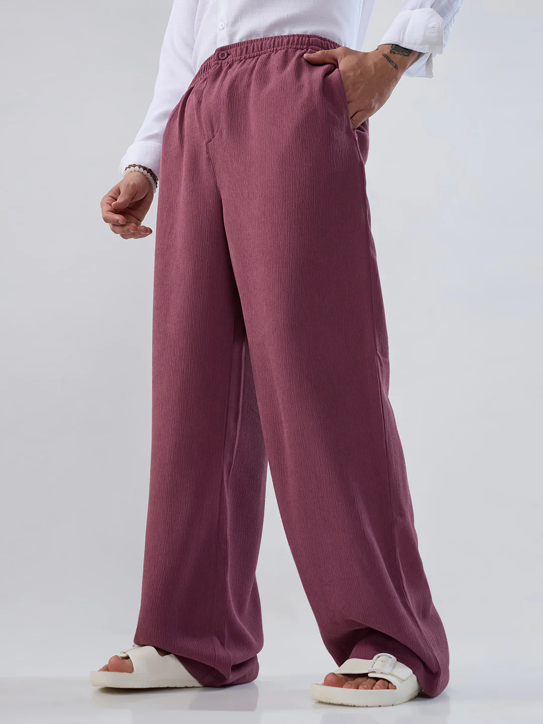 Rouge Pink Wide-Leg Crepe Trousers - Image 5