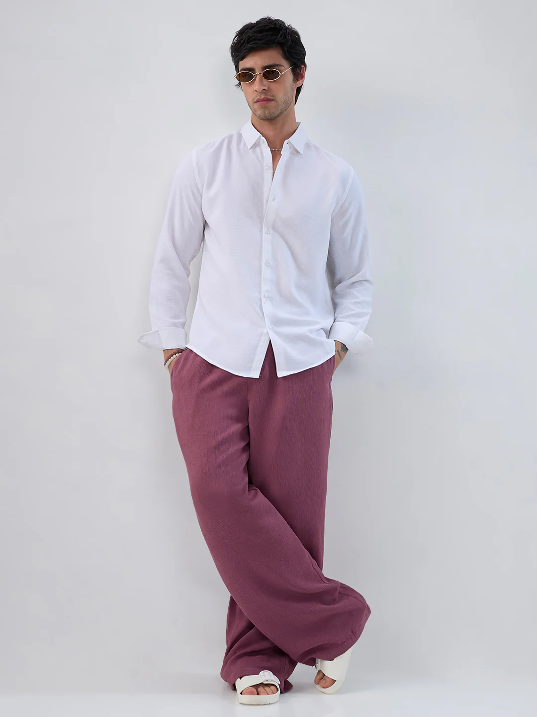 Rouge Pink Wide-Leg Crepe Trousers - Image 7