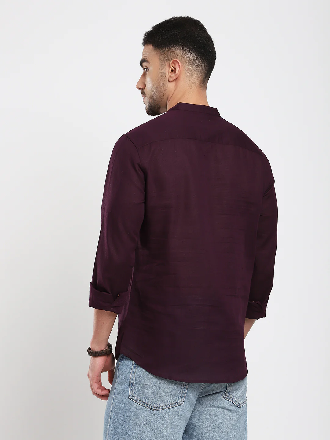 Royal Plum Essence Pure Linen Kurta - Image 7