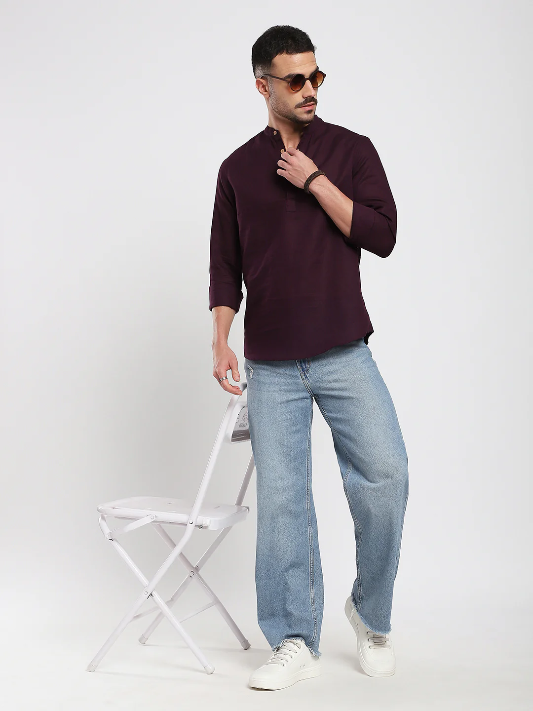 Royal Plum Essence Pure Linen Kurta - Image 8