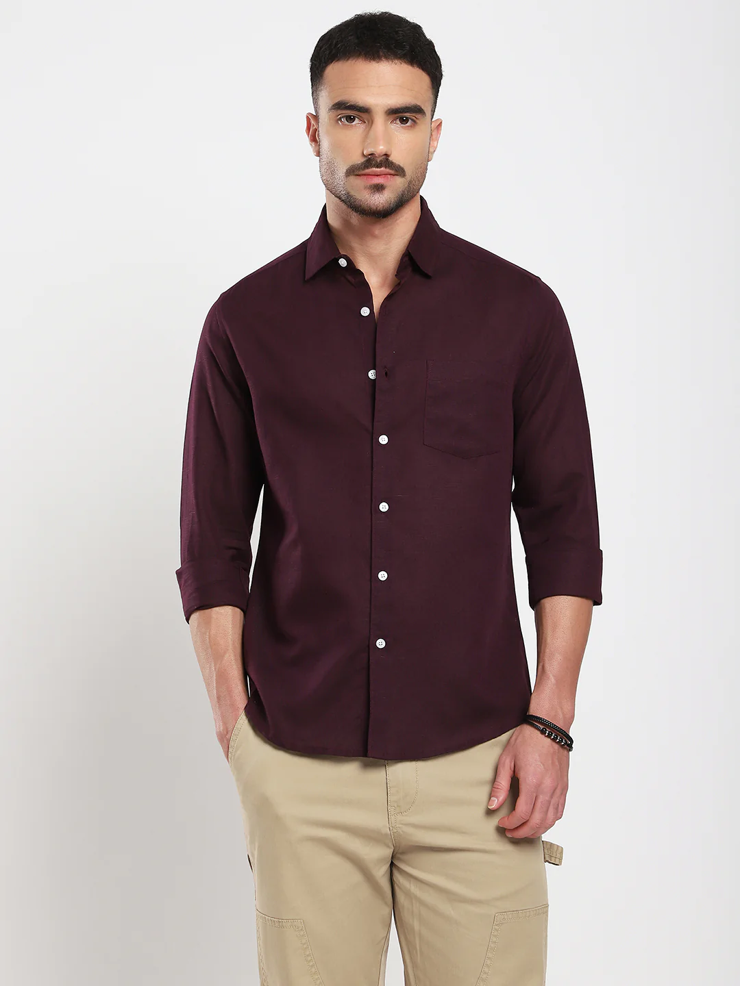 Royal Plum Essence Pure Linen Shirt - Image 5