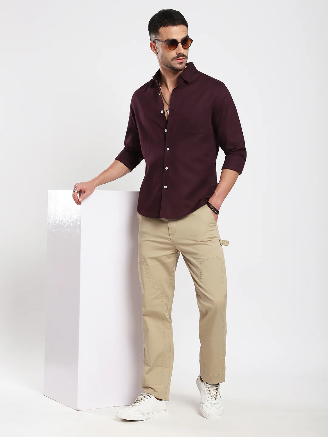Royal Plum Essence Pure Linen Shirt - Image 8