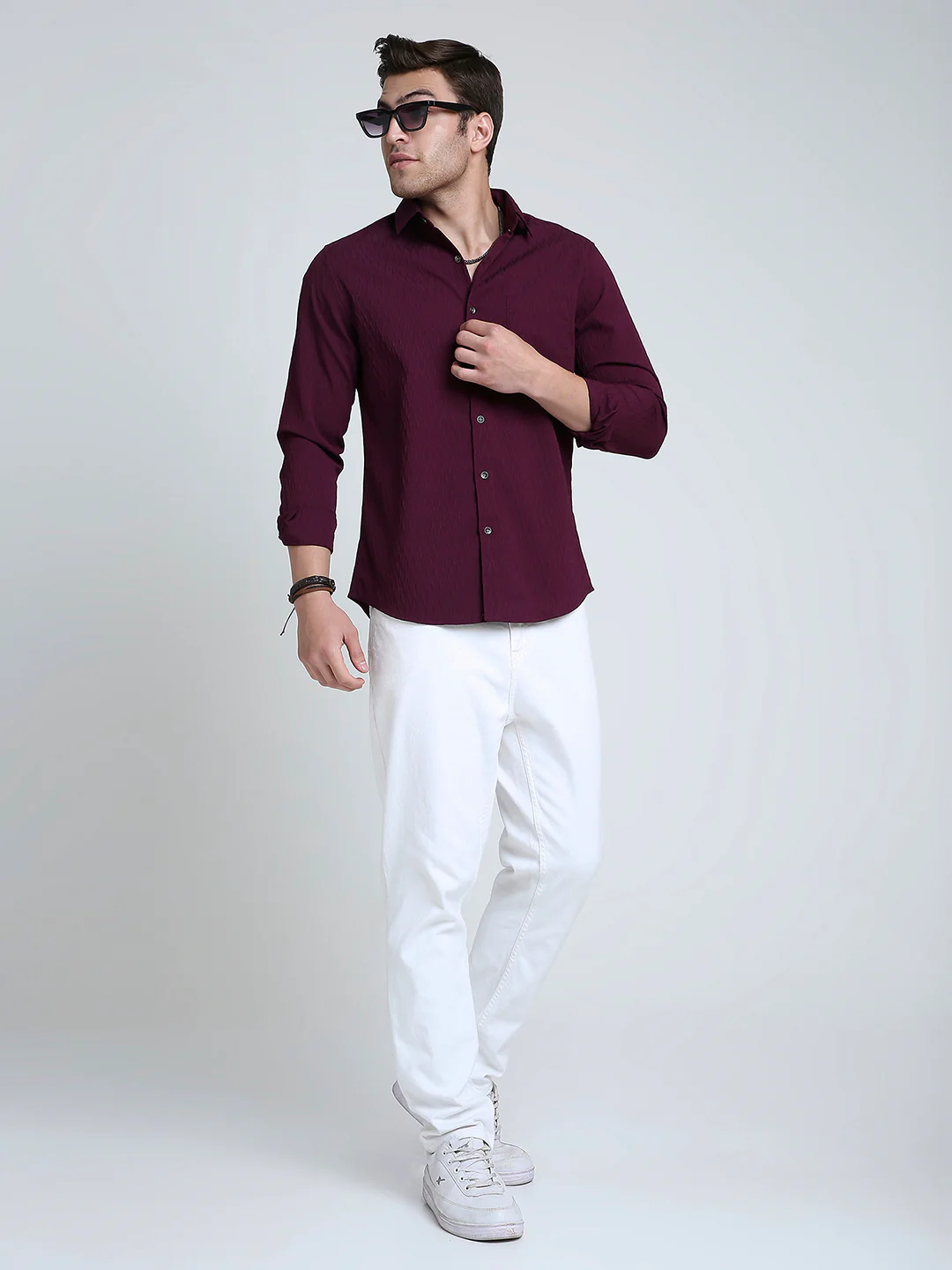Royal Wine NightOut Textured Shirt - Image 8