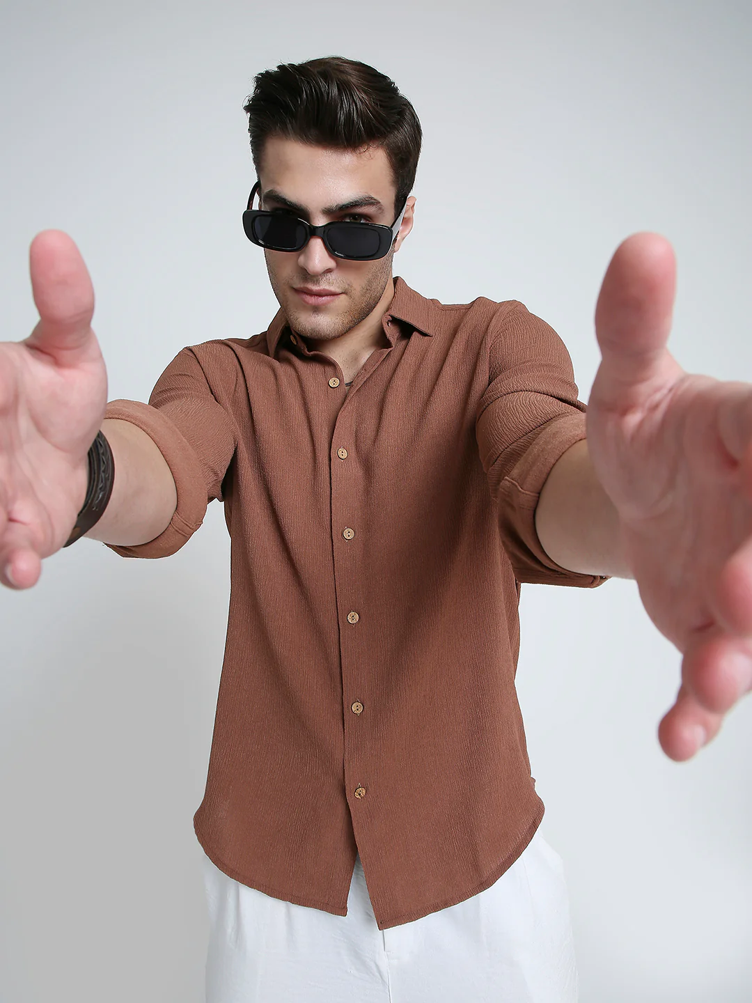 Russet Brown Crinkled Shirt - Image 4