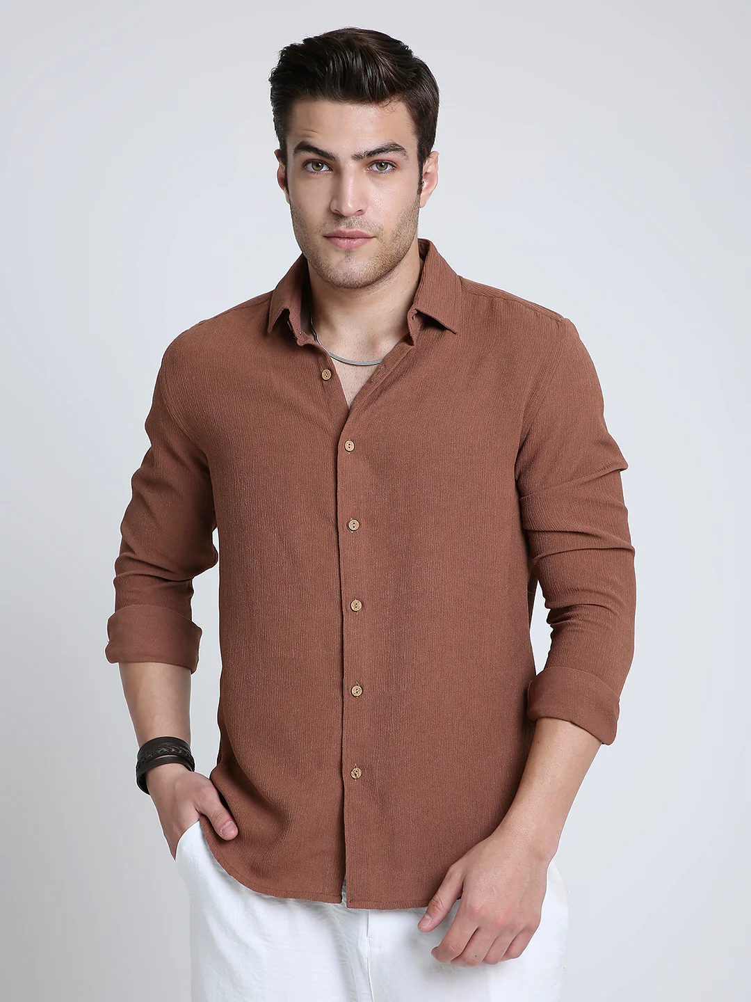 Russet Brown Crinkled Shirt - Image 5