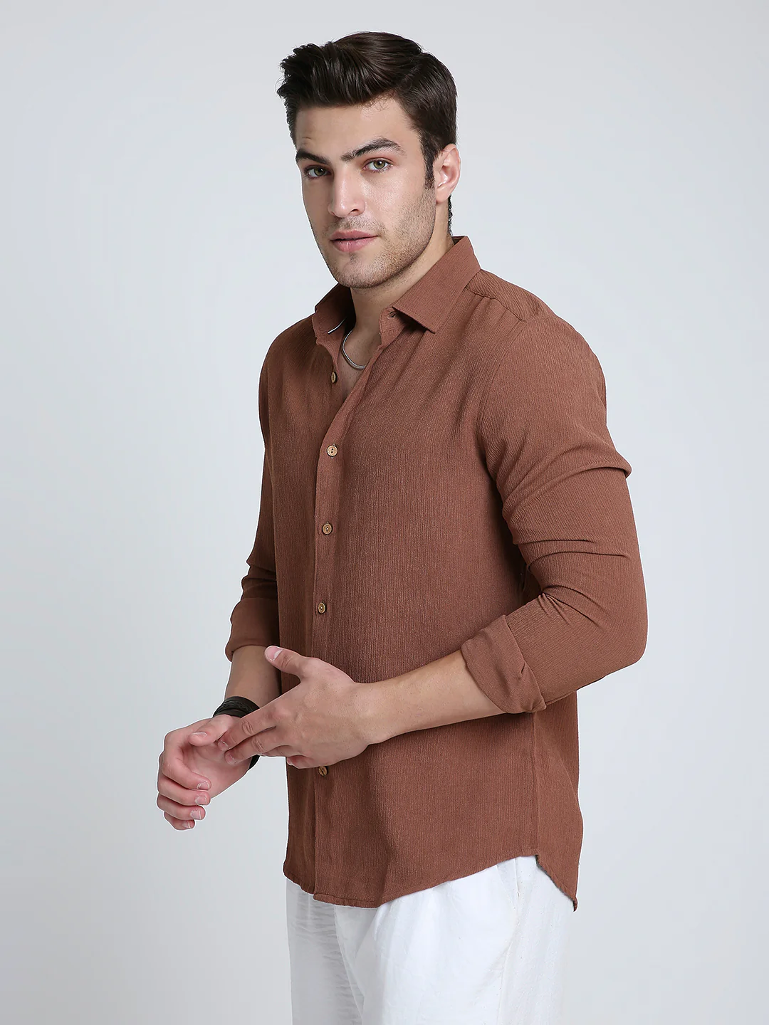 Russet Brown Crinkled Shirt - Image 6