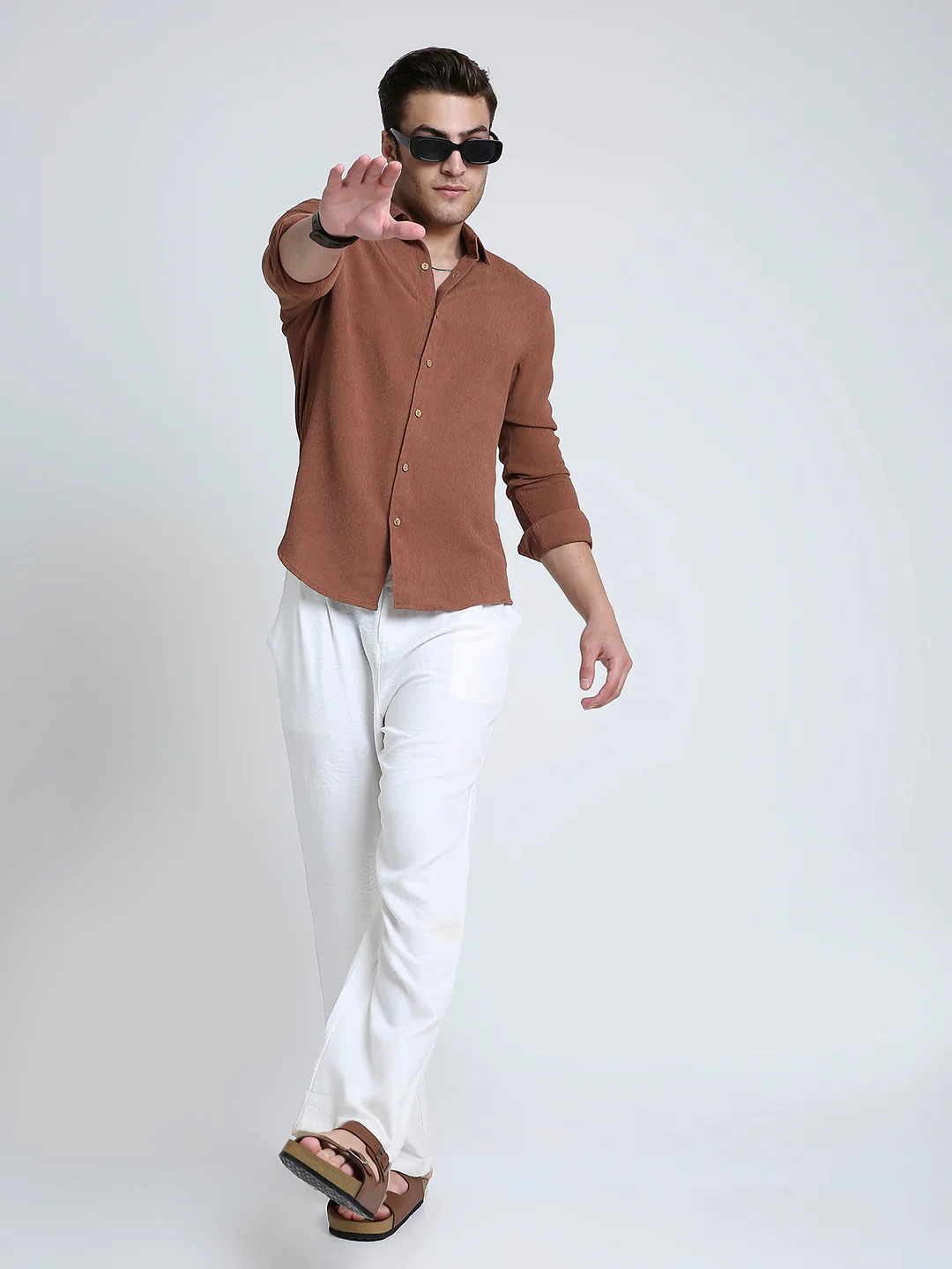 Russet Brown Crinkled Shirt - Image 8