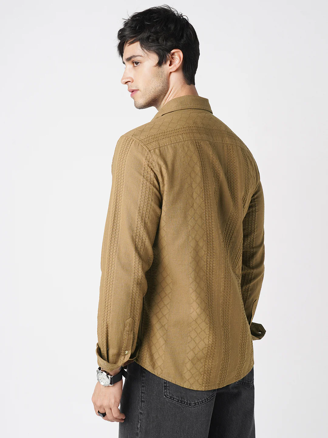 Russet Brown Embroidered Shirt - Image 7