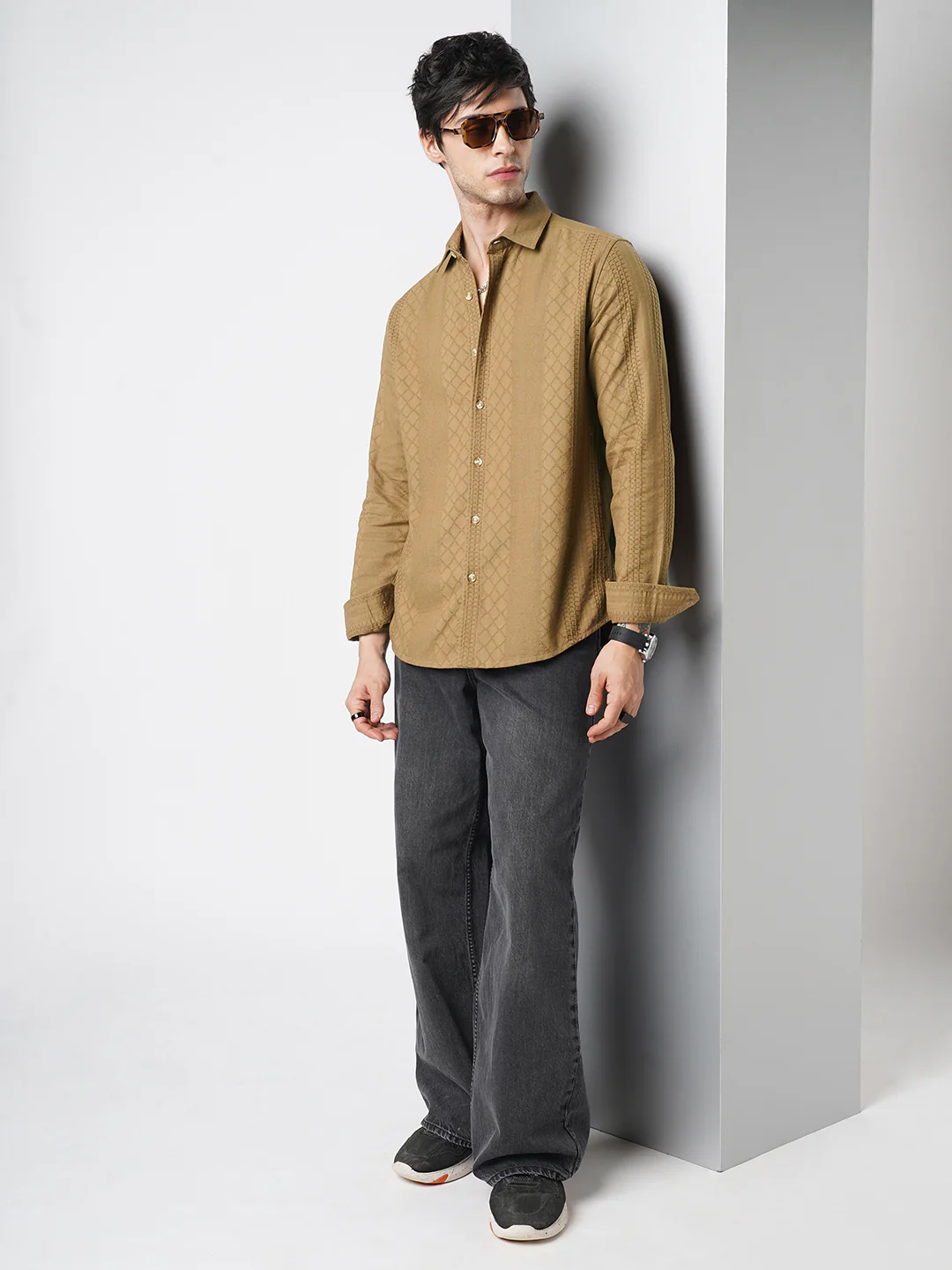 Russet Brown Embroidered Shirt - Image 8