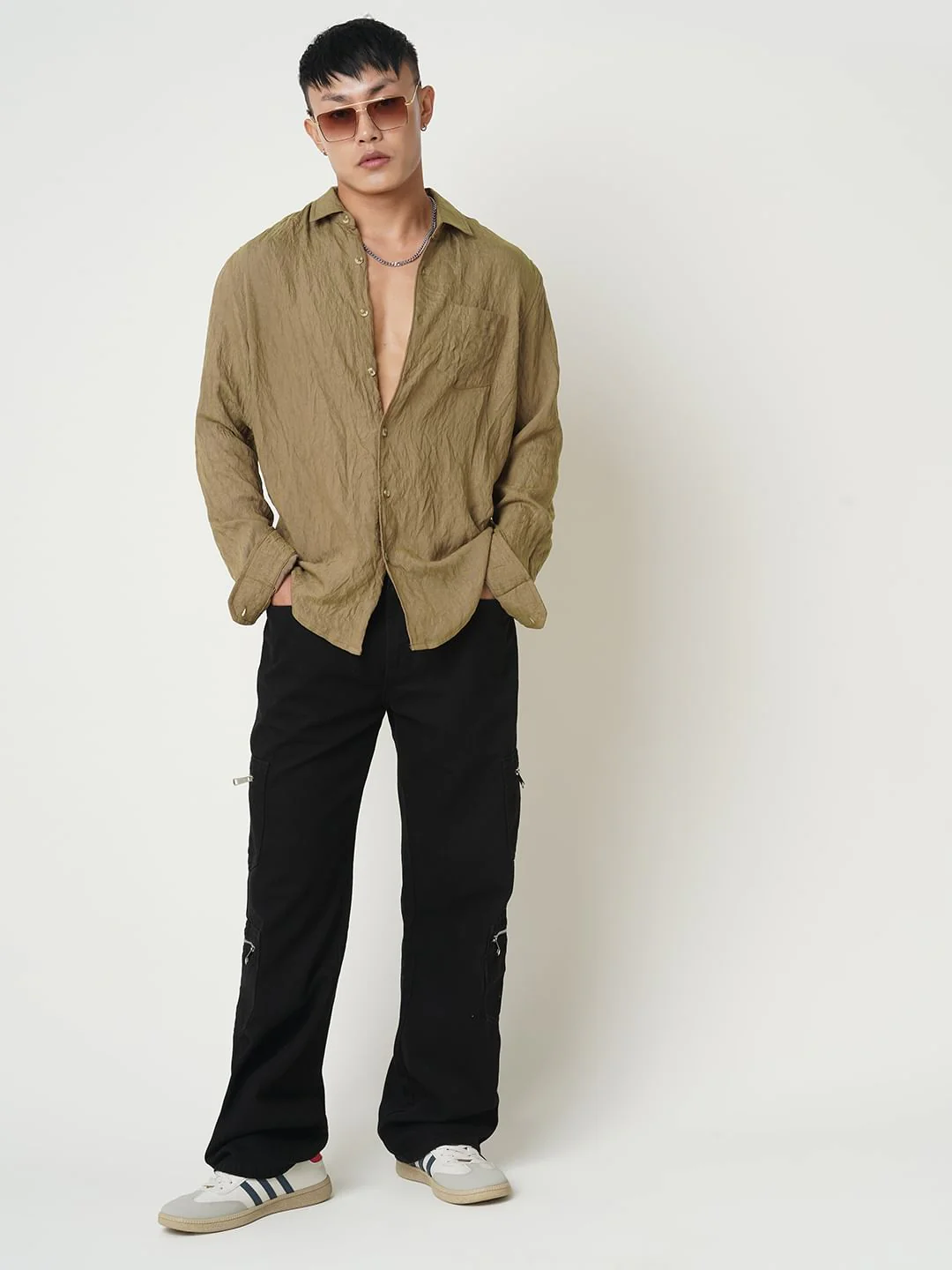Russet Brown Wavy Textured Crushed Shirt - Image 7