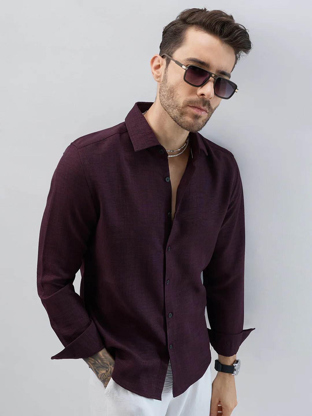 Rustic Charm Burnt Maroon Shirt - Image 2