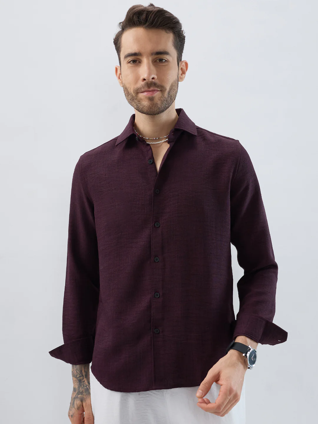 Rustic Charm Burnt Maroon Shirt - Image 5