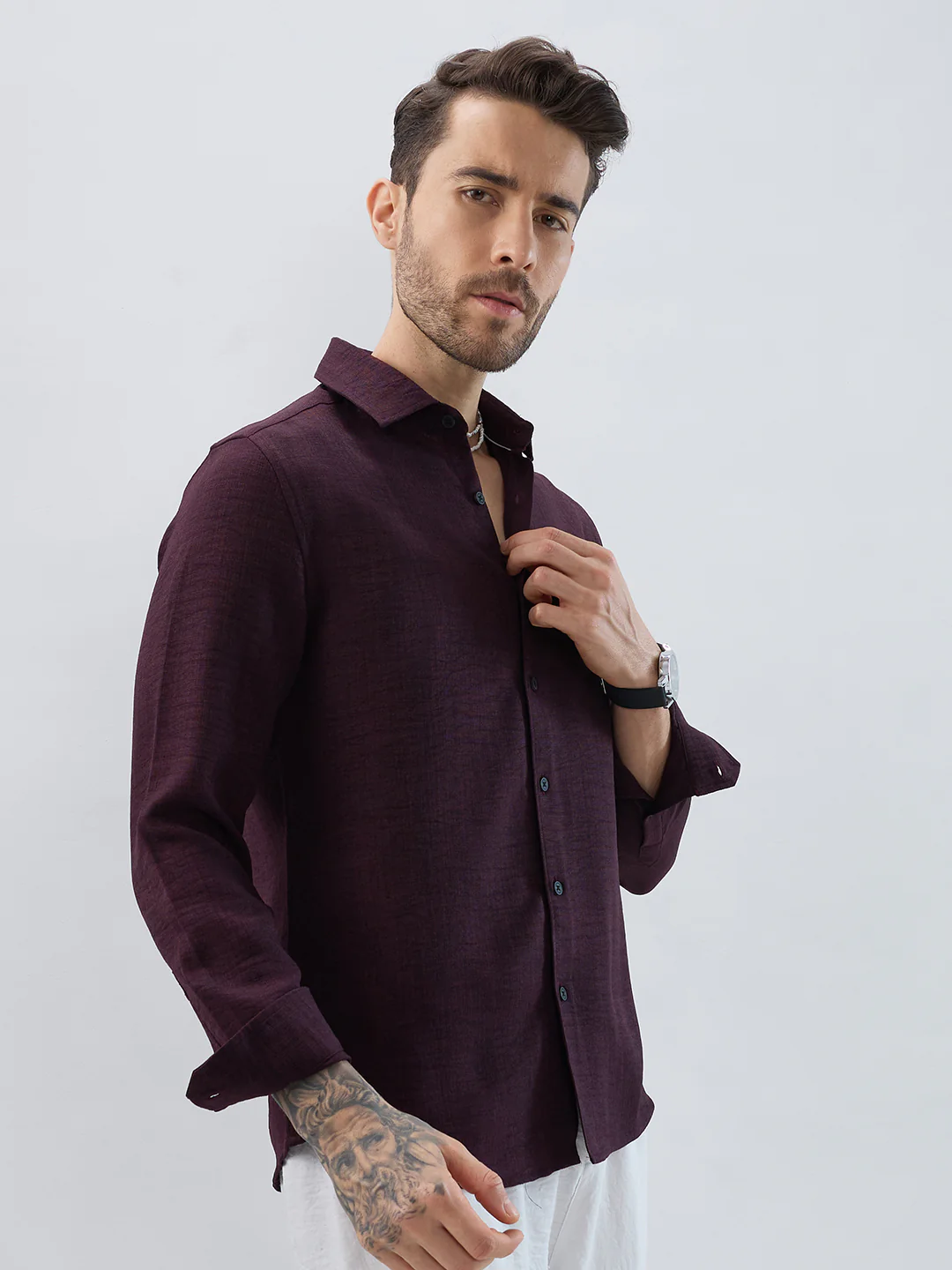 Rustic Charm Burnt Maroon Shirt - Image 6