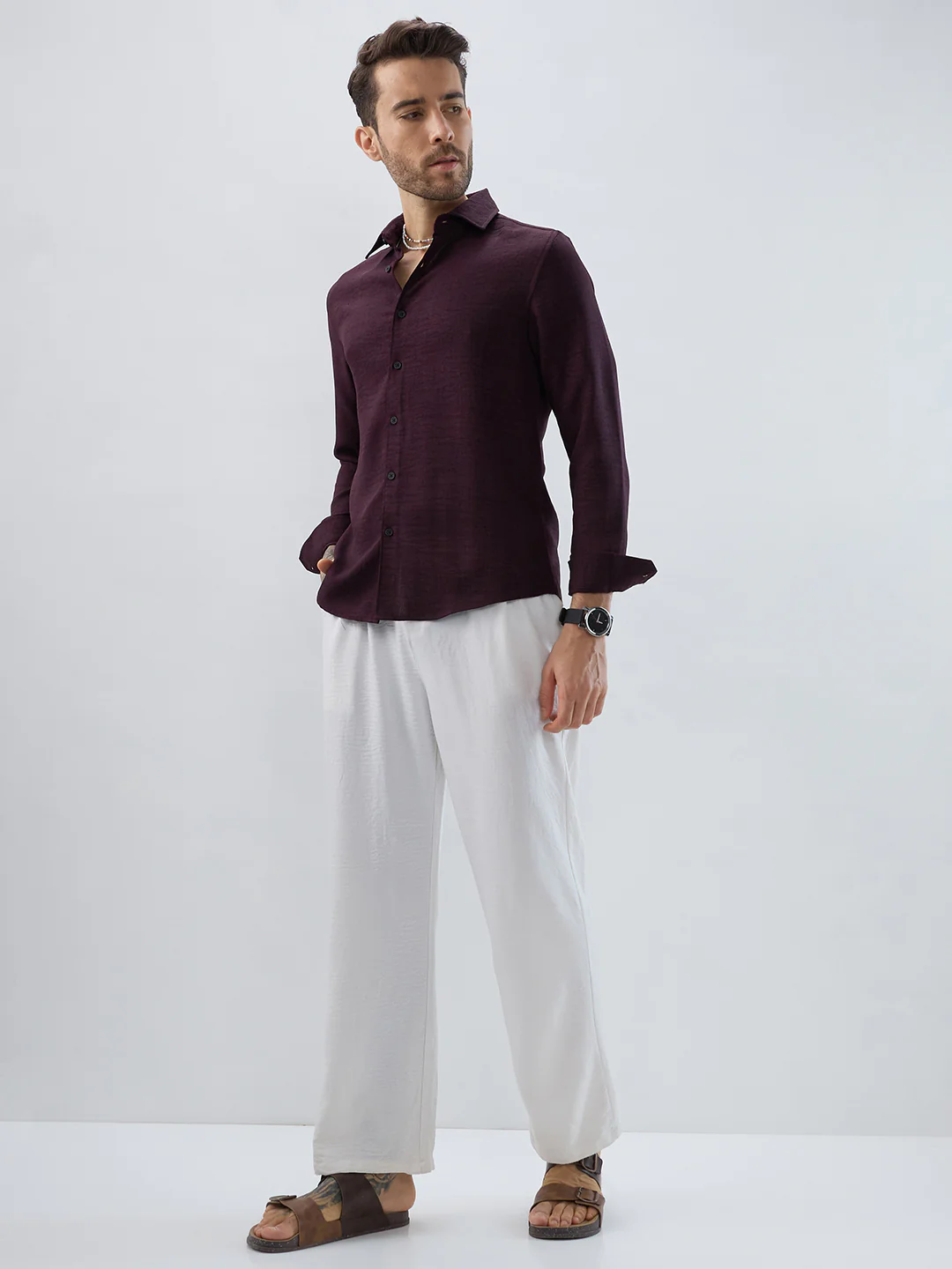 Rustic Charm Burnt Maroon Shirt - Image 8