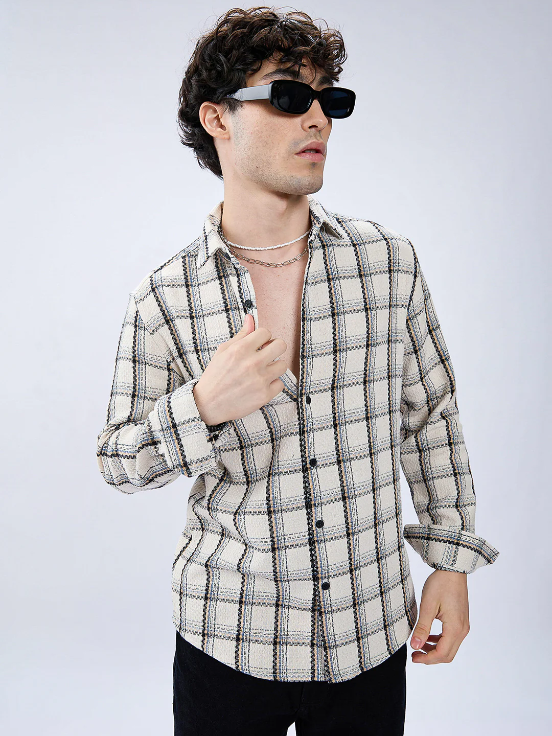 Rustic Crosshatch Plaid Checks Statement Shirt - Image 2