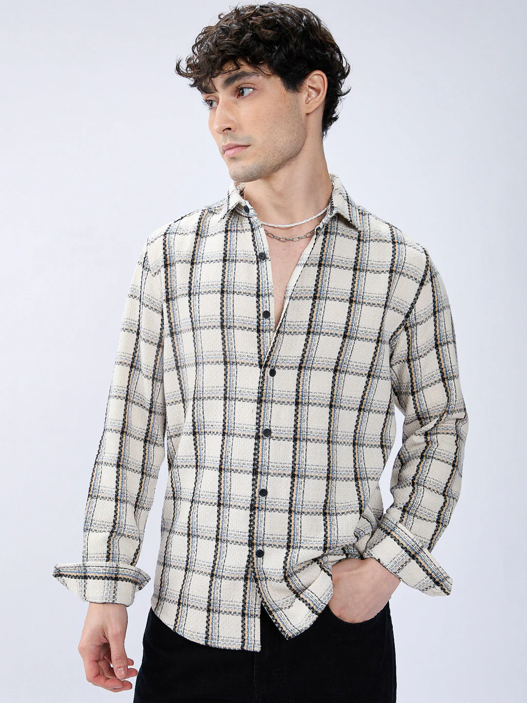 Rustic Crosshatch Plaid Checks Statement Shirt - Image 4