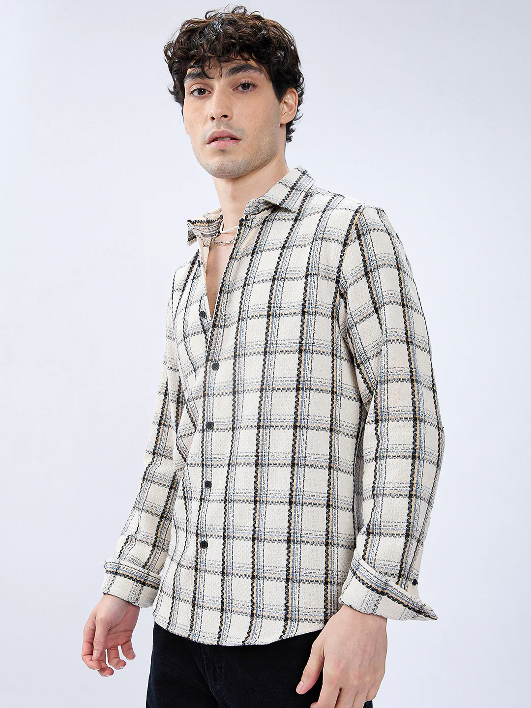 Rustic Crosshatch Plaid Checks Statement Shirt - Image 5