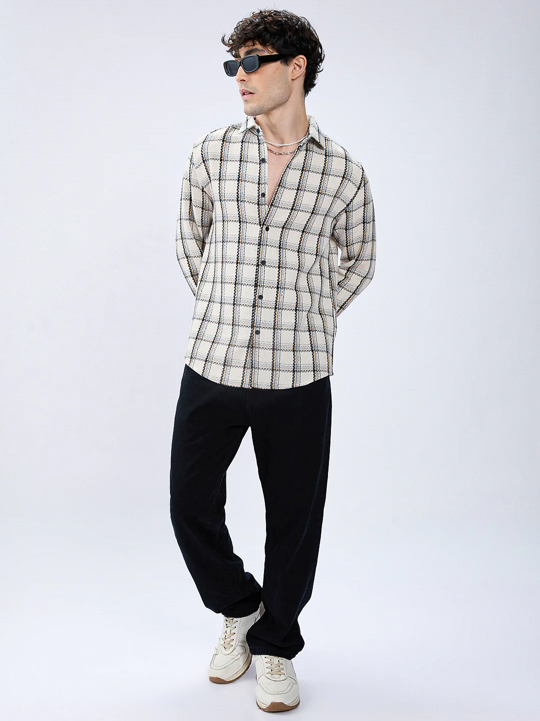Rustic Crosshatch Plaid Checks Statement Shirt - Image 7