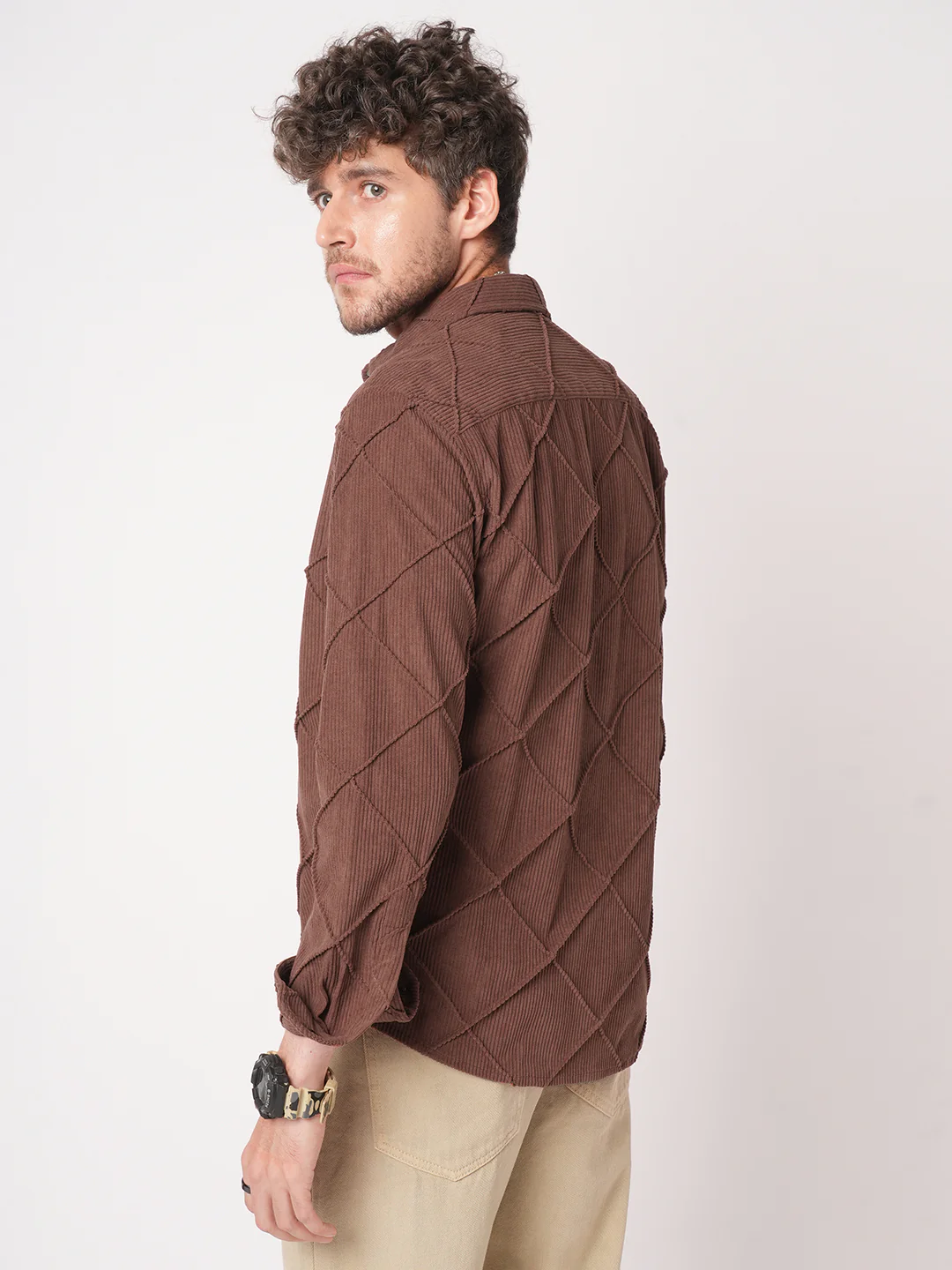 Rustic Diamond Embossed Corduroy Shirt - Image 7