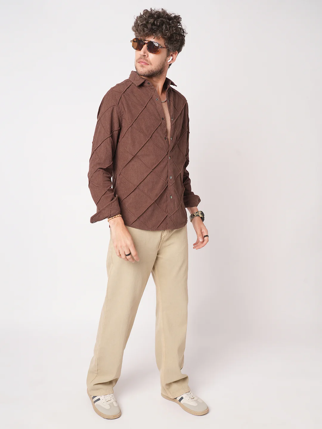 Rustic Diamond Embossed Corduroy Shirt - Image 8