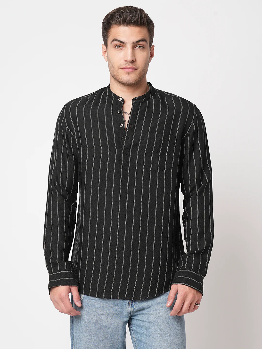 Sable Black Chalk Striped Kurta - Image 4