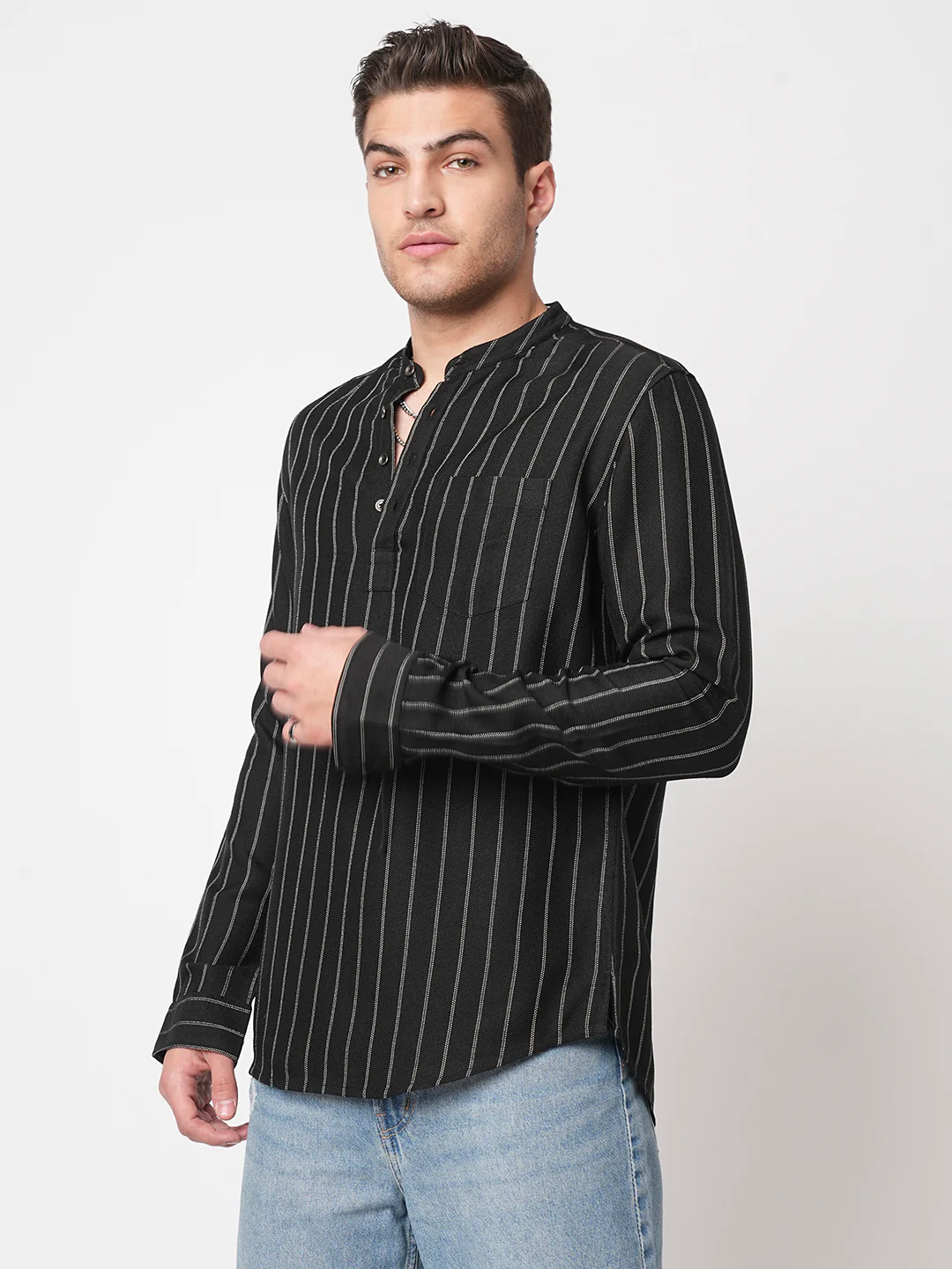 Sable Black Chalk Striped Kurta - Image 5