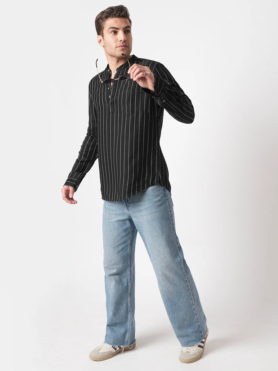 Sable Black Chalk Striped Kurta - Image 7