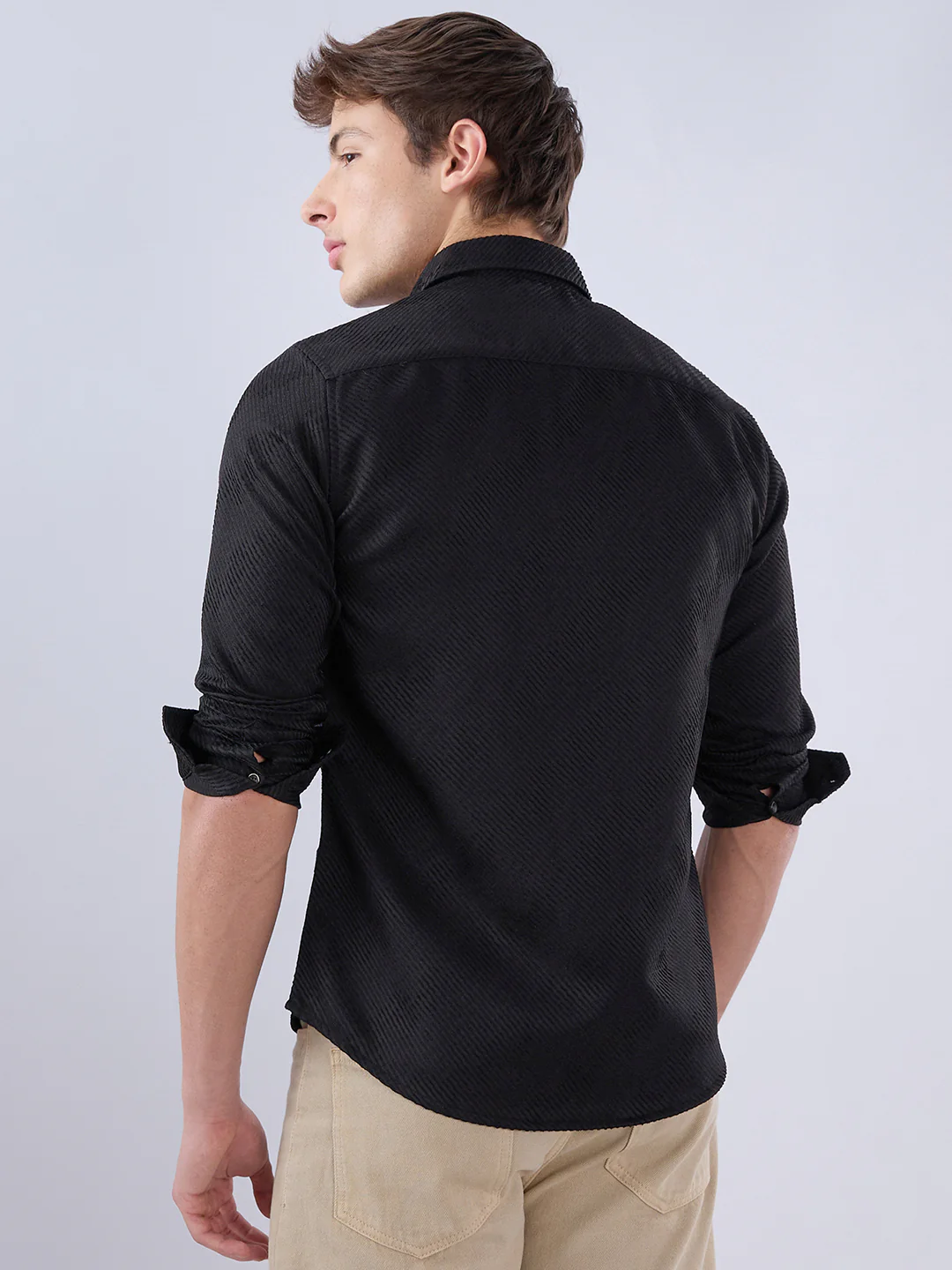Sable Black Diagonal Textured Statement Shirt - Image 7